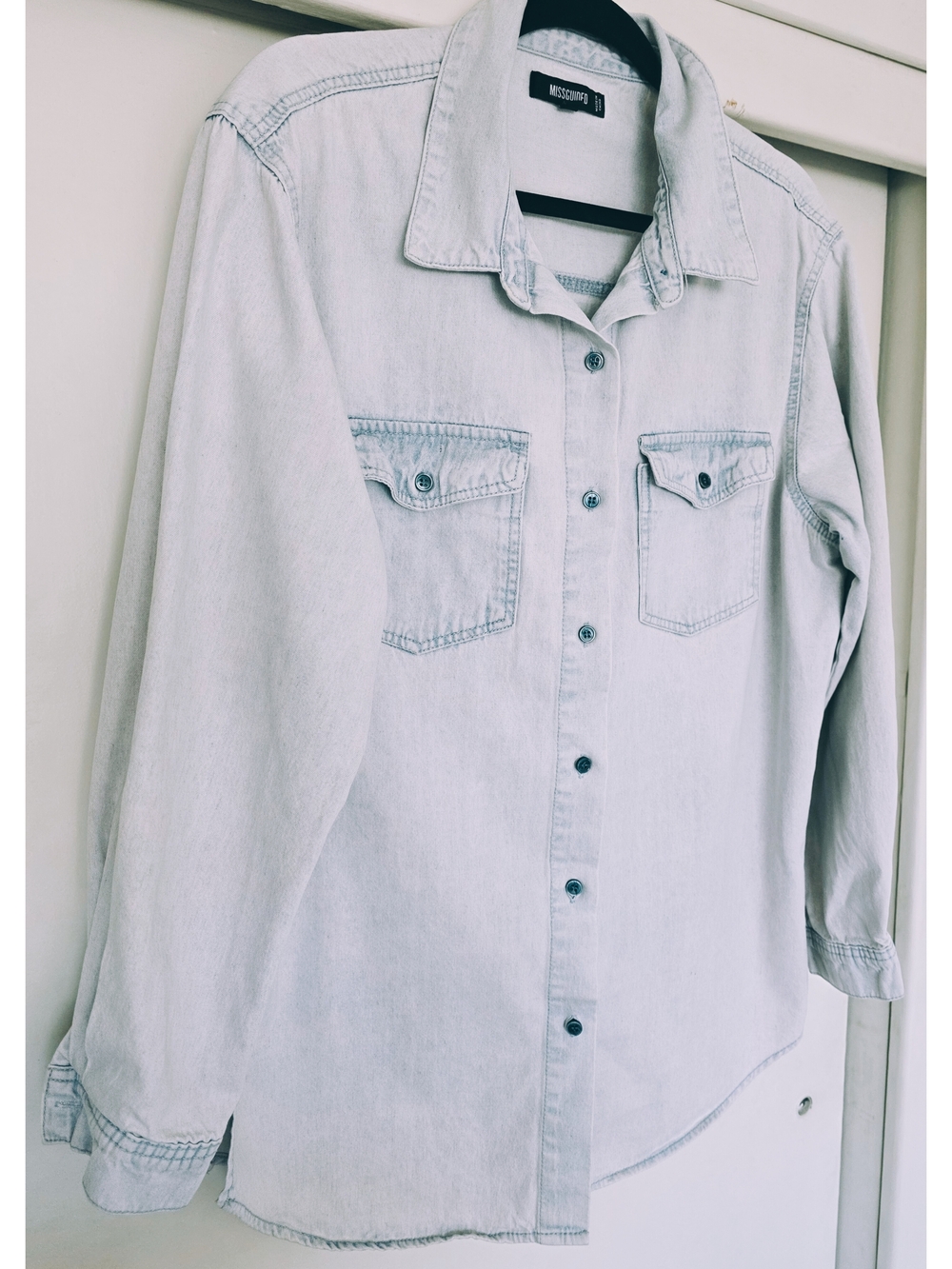 Light Wash Denim Button-Up Shirt - Picture 2 of 6